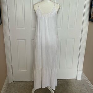 Magaschoni 100% Organic Cotton Gauze Maxi White Dress - Medium